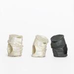 3 „crumple-kumpels“ ringskulpturen, silber